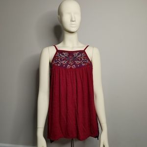 Maroon boho style tank top